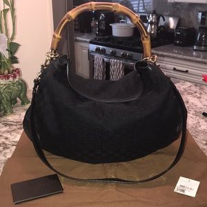 😍 Authentic GUCCI Bamboo Handle Black Tote
